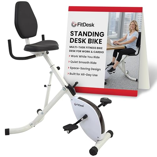 FitDesk Standing Exercise Bike Desk 3.0, Adjustable Height Indoor Cycling Trainer with Laptop Tray, Portable Stationary Fitness Desk for Home Office, Foldable Exercise Workstation, Supports 300 lbs - color: FitDesk Standing Desk Bike