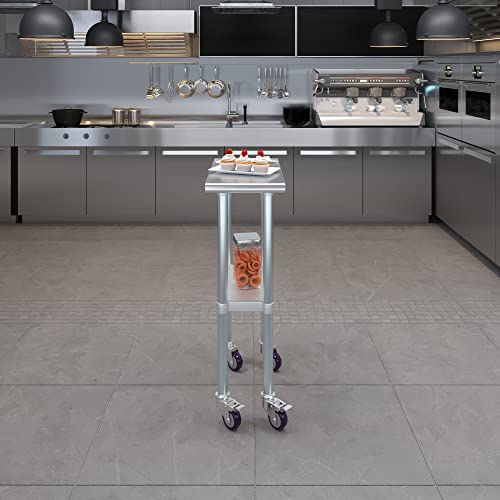 AmGood 12" Long x 24" Deep Stainless Steel Table with Casters - size: 12" Long x 24" Deep