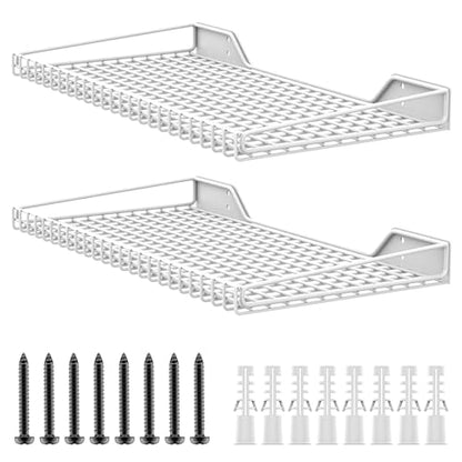 WALMANN 2 Pack Garage Wall Shelf, 23.5" x 12" Wall-Mounted Storage Shelves for Garage, Closet, Laundry Room, Heavy Duty Floating Shelving, Holds Up to 65 lbs(White) - color: White