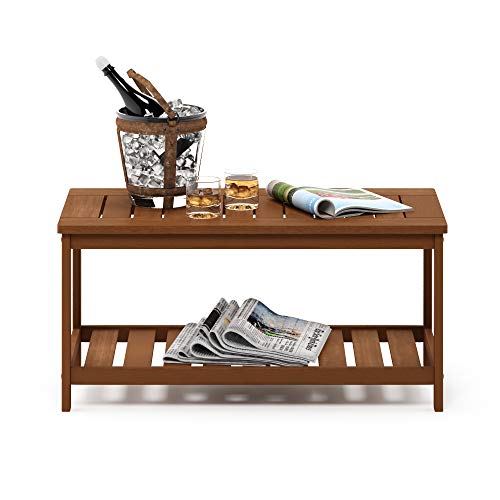 Furinno FG18508 Tioman Hardwood Patio Furniture 2-Tier Coffee Table in Teak Oil, Natural - color: Natural, size: 17.8"D x 35.3"W x 17.0"H (2 tier)