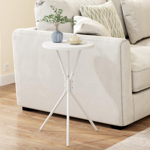 TUTOTAK Small Round End Table, Mini Side Table, Drink Table, Pedestal Table | for Small Spaces, Accent Nightstand, livingroom, Bedroom, White TB01BW098 - color: White, size: 1 Pack, style: Triangle