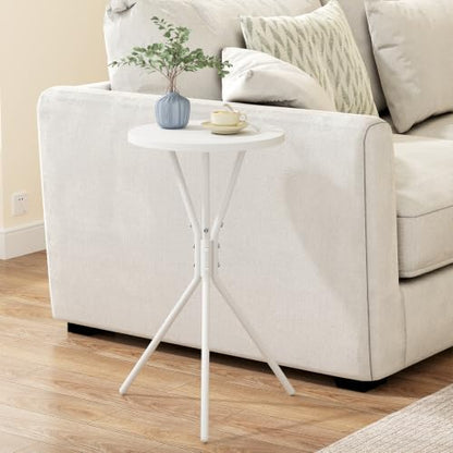 TUTOTAK Small Round End Table, Mini Side Table, Drink Table, Pedestal Table | for Small Spaces, Accent Nightstand, livingroom, Bedroom, White TB01BW098 - color: White, size: 1 Pack, style: Triangle
