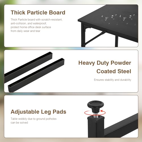FDW 47 inches Computer Desk/Home Office Desk/Writing Study Table/Modern Simple Style PC Desk with Metal Frame,Black - color: Black, size: 47 Inches