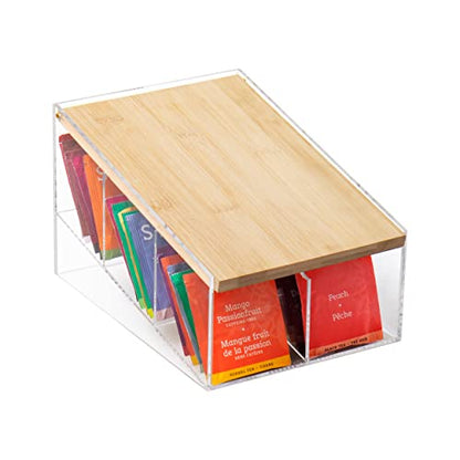 Mind Reader Tea Bag Organizer, Tea Station, Countertop Storage, Acrylic, 6.25"L x 9"W x 5.5"H, Brown - style: Tea Bag Caddy