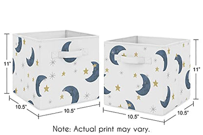 Sweet Jojo Designs Moon and Star Foldable Fabric Storage Cube Bins Boxes Organizer Toys Kids Baby Children's - Set of 2 - Navy Blue and Gold Watercolor Celestial Sky Gender Neutral Outer Space Galaxy - color: Moon Bear