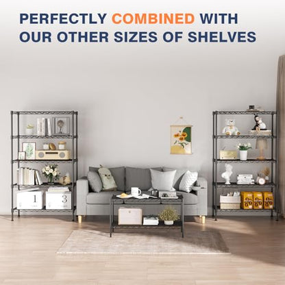 2 Tier Wire Shelf,Black Adjustable Metal Storage with Wheels | Heavy Load Capacity 600 lbs,Height Adjustable Design,35.8"Wx17.7Dx19.6H,Lockable 360°Wheels,Large Storage Space - size: 2-Tier,36"x18"x19.5"(WxDxH)