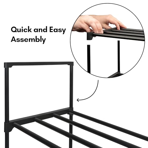 Americanflat 17x26.5 Shoe Organizer - 2 Tier Shoe Rack Storage Shelf with Sturdy Steel Frame - Ideal for Closets, Entryways, or Garages - Space-Saving Design and Easy to Assemble - Black - size: 2-Tier