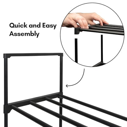 Americanflat Shoe Organizer - 3 Tier Shoe Rack Storage Shelf with Sturdy Steel Frame - Ideal for Closets, Entryways, or Garages - Space-Saving Design and Easy to Assemble - Black - size: 3-Tier