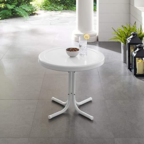 Crosley Furniture Griffith Weather Resistant Retro Metal Outdoor Side Table for Patio, Deck, Porch, Alabaster White - color: Alabaster White