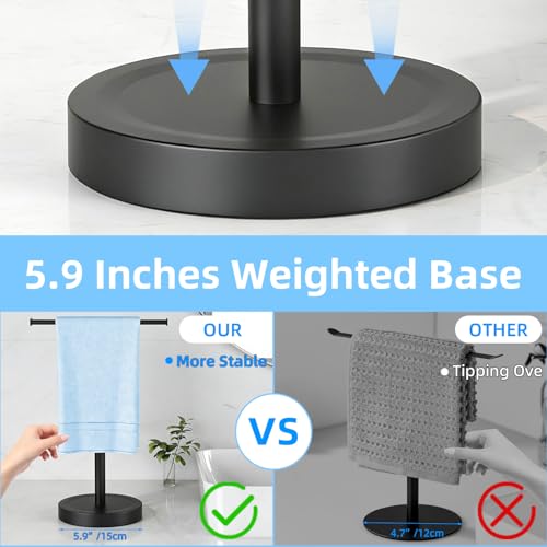 Hand Towel Stand, Stainless Steel Hand Towel Holder Rack for Bathroom Countertop, 16.5Inch Adjustable Retractable T-Shape Free Standing Hand Towel Rack for Bathroom Kitchen Countertop, Matte Black - size: T-Shape