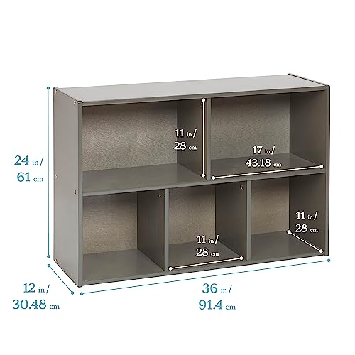 ECR4Kids Streamline 5-Compartment Single-Sided Storage Cabinet, 24in, Kids Furniture, Grey Wash - color: Grey Wash