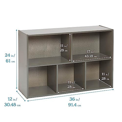 ECR4Kids Streamline 5-Compartment Single-Sided Storage Cabinet, 24in, Kids Furniture, Grey Wash - color: Grey Wash