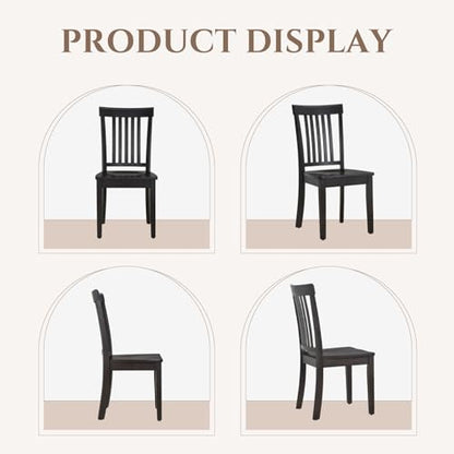 COLAMY Wooden Dining Chairs Set of 6, Farmhouse Dining Room Chairs, Windsor Spindle High Back Side Chairs, Armless Rubberwood Kitchen Table Chairs, Dark Brown - color: Dark Brown, size: Set of 6