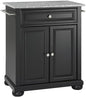 Crosley Furniture Alexandria Granite Top Small Portable Rolling Kitchen Island Storage Cart, Microwave Stand, Black - color: Black, style: Solid Grey Granite Top