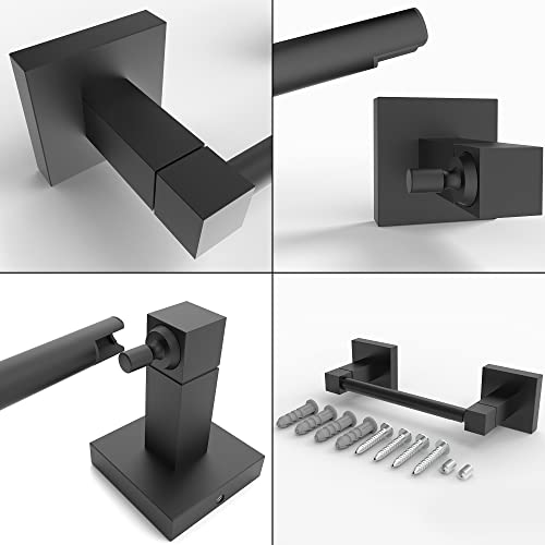 Ruacq Toilet Paper Holder Matte Black Double Post Pivoting Square Tissue Holders Roll Holder Hangers Toilet Paper Modern Wall Mounted, Commercial Bathroom Toilet Paper Roll Holder - color: Matte Black, size: Square