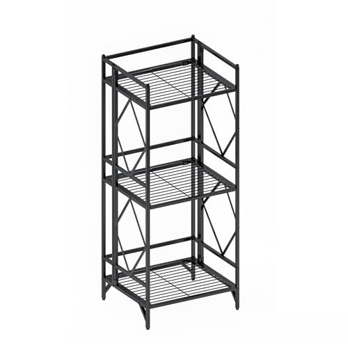 Nature's Rhythm 3-Tier Metal Storage Rack, Adjustable Garage Shelving Metal Shelving Unit (12.84 x 11.27 x 32.54inch, Black) - size: 3-Tier