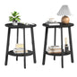 sthmec Side Table Set of 2, Small Round End Table with Storage Shelf for Small Space, 2-Tier Black Bedside Table Sofa Couch Table, Nighstands Set of 2 Accent Table for Living Room, Bedroom, Black - color: Black