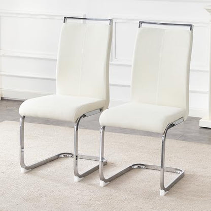 Baysitone Modern Dining Chairs Set of 2, Side Dining Room Chairs, High Back Kitchen Chairs with Suede Fabric Padded Seat for Dining Room,Kitchen, Living Room Cream White - color: Cream White, size: Set of 2