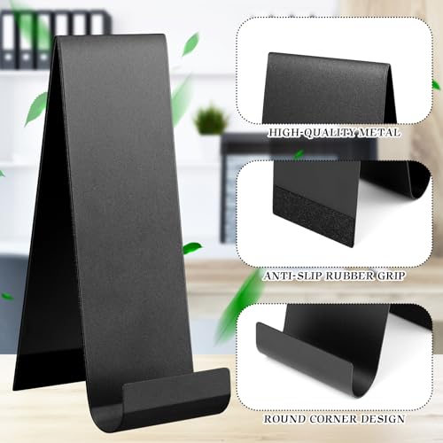 Yaocom 4 Pcs Metal Fancy Brochure Holder Display Flyer Brochure Holder Stand Table Vertical Countertop Literature Organizer for Booklets Pamphlet Magazine Menu Journals(Black) - color: Black