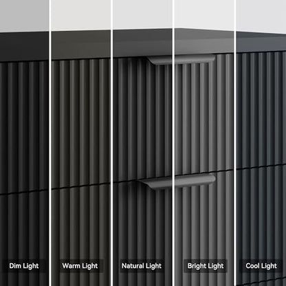 25.6" W Black Fluted Nightstand with 3 Drawer, Modern Wood Night Stands | Bedside Table for Bedroom King/Queen Bed, End Table with Robot-friendly Legs for Living Room,Entry - color: 3 Drawers-1pcs-black