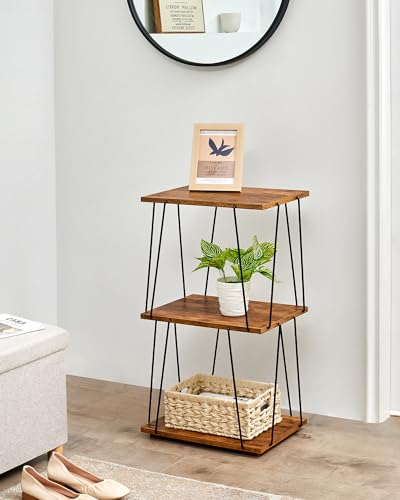 KJGKK Tall End Table, Small Side Table, 29 inch High Entryway Table, Bedside Table for Living Room, Bedroom and Office, Rustic Brown - color: Rustic Brown + Black