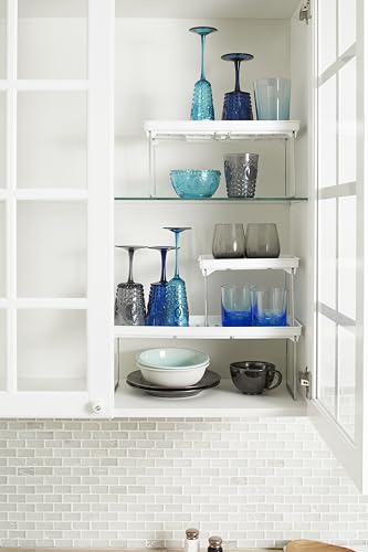 madesmart Classic Stacking Shelf, White | non slip feet, rounded corners, vertical space, stackable design, stable platform, spices cans jars, woman owned