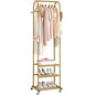Kaitiemoo Heavy Duty Clothing Rack With Wheels,Modern Garment Rack With 3 Metal Shelves, 71.8Inches Display Rack For Hanging Clothes, Hanging Rod For Small Space,Gold - color: Gold