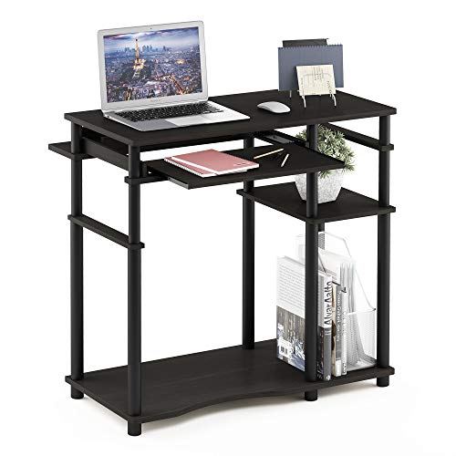 Furinno Abbott Computer Desk with Bookshelf, Espresso/Black | Open Frame Computer Desk with Storage Shelf, Easy Assembly, Office Desk for Home Office, Bedroom - color: Espresso/Black, size: 19 Inch