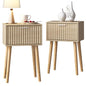 LAATOOREE Nightstands Set of 2, Small Side Table, Bedside Table with Fluted Door, Solid Wood Feet; Modern Mid-Century End Table for Bedroom, Small Space (Natural) - color: Natural, style: Fluted Style