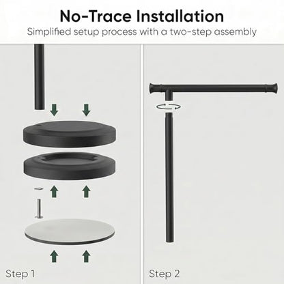 Hoimpro 13" Matte Black Stand Hand Towel Holder Bathroom Kitchen Countertop Towel Rack Towel Bar Ring Free Standing Counter T Bath Accessories Freestanding Vanity Sink Hardware Stainless Steel - color: Matte Black