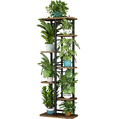 LINZINAR Plant Stand 7 Tier 8 Potted Multiple Flower Pot Holder Shelf Indoor Outdoor Planter Rack Storage Organizer for Patio Garden Corner Balcony Living Room (7 Tier-8 Potted, Black) - color: Black, size: 7 Tier-8 Potted