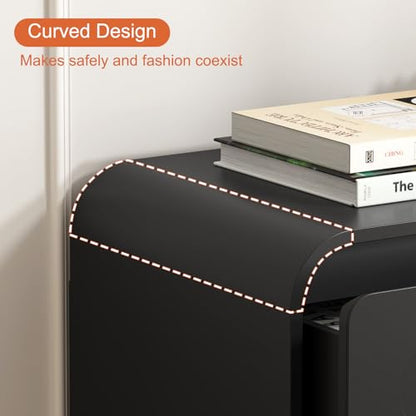 32" Large Night stand, 3 Drawer Nightstand with Spacious Drawers | Pre-Installed Slides, Wood Bedside Table, Modern End Table, Curved Nightstand for Bedroom Sofa Couch Office, Black - color: Black, size: 3 Drawer