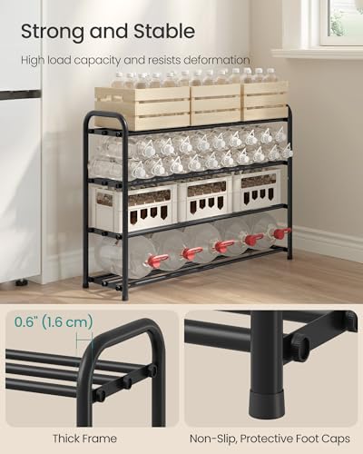SONGMICS Expandable Shoe Rack, Adjustable Shoe Organizer Storage Shelf, Sturdy and Heavy-Duty, for Closet, Entryway, Living Room, 4-Tier, Ink Black ULMR046BD01 - size: 4 Tiers (26.5"H)