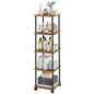 5-Tier 50.4" Tall Rustic Brown Bathroom Shelving Unit with Wheels | Wood Finish, Metal Frame, Rolling Narrow Open Shelf Design, for Laundry Room, Kitchen, Living Spaces, Easy to Move - color: Rustic Brown, size: 5-Tier