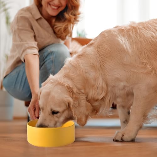 8'' Ceramic Dog Bowl - 70Oz Classic Dogs Food & Water Bowl for Medium and Large Breeds, Heavy-Duty Non-Slip Dog Dish, Food Grade Stoneware Pet Bowl, Dishwasher & Microwave Safe, Yellow - color: Bowl - Yellow, size: 8 inch