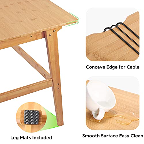 Nnewvante 31.5" Bamboo Writing Desk, Home Office Computer Desk with Drawer | Compact Modern Simple Style, Study Table with Storage for Small Spaces - size: 31.5''-Bamboo