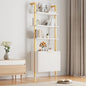 INNOD 74" Tall Bookshelf with Storage Cabinet, Modern Ladder Shelf with Wood and Metal Frame, Wall Mount Bookcase Open Display Shelf Furniture for Living Room, Bedroom, Home Office, Gold - color: White & Gold