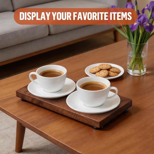 Teak Wood Decorative Small Tray, Bathroom Wood Riser for Decor, Kitchen Counter Wooden Pedestal Stand, Tray for Vanity, Sink & Soap (1, Teak Wood, 10.6" x 4.9" x 1") - size: 10.6" x 4.9" x 1"