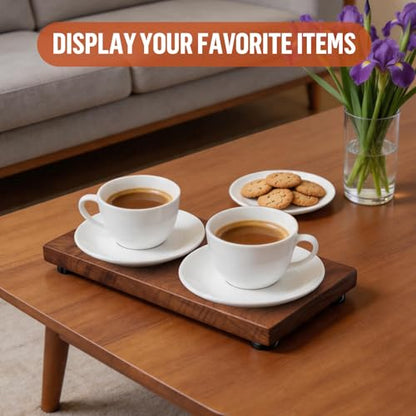 Teak Wood Decorative Small Tray, Bathroom Wood Riser for Decor, Kitchen Counter Wooden Pedestal Stand, Tray for Vanity, Sink & Soap (1, Teak Wood, 10.6" x 4.9" x 1") - size: 10.6" x 4.9" x 1"