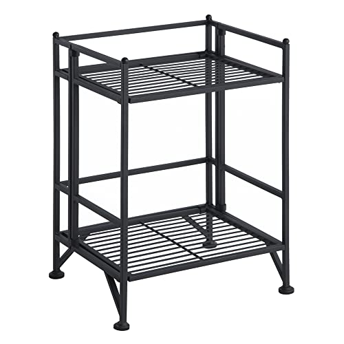 Convenience Concepts Xtra Storage Shelves - 2-Tier Folding Metal Storage Shelves, Closet Organizer for Office, Laundry Room, Bedroom, Garage, Kitchen, Bathroom, Black - color: Black
