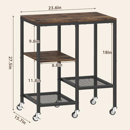 OGEMXU Kitchen Microwave Cart,Microwave Stand with Wheels,Coffee Bar Table Station,4-Tier Rolling Baker's Rack,Small Appliance Storage Shelf,Utility Side Table for Kitchen,Living Room (Rustic Brown) - color: Rustic Brown