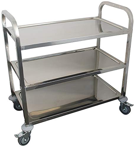 Stainless Steel 3-Shelf Utility Cart | 33" x 18" x 36" | 400 lb Capacity | Knockdown Food Service Cart with Casters for Kitchen, Restaurant, and Utility Use