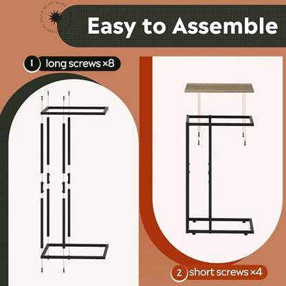 WLIVE Side Table, C Shaped End Table for Couch, Sofa and Bed, Large Desktop C Table for Living Room, Bedroom, Bedside, Creamy Greige - color: Greige