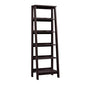 Sauder Ladder Bookshelf 5 Tier Trestle Ladder Shelf Wooden Bookcase, in Jamocha Wood - color: Chalked Chestnut