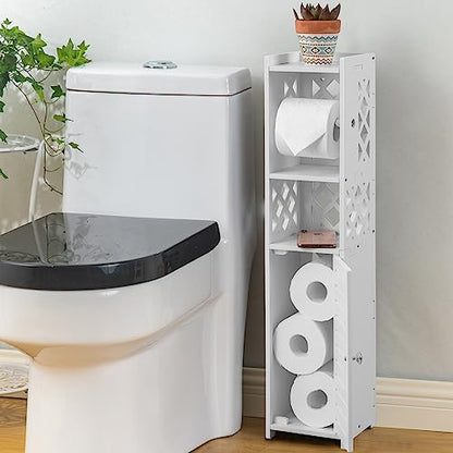 H HUIYKALY Toilet Paper Storage: Toilet Paper Holder Stand with Roller for Small Space,White