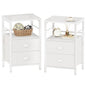 Furologee Nightstands Set of 2, End Table with 2 Fabric Drawers, Night Stand with 2 Hooks, Open Wood Shelf Bedside Table for Bedroom/Living Room/White - color: White, style: 2 pc