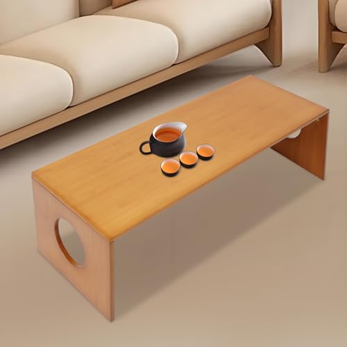 Folding Coffee Table Foldable Low Coffee Table Rectangular Bamboo Floor Table Desk with Large Load-Bearing Capacity for Tatami Home, Office, Living Room (39.3 * 14.5 * 11.8in) - size: 39.3*14.5*11.8in