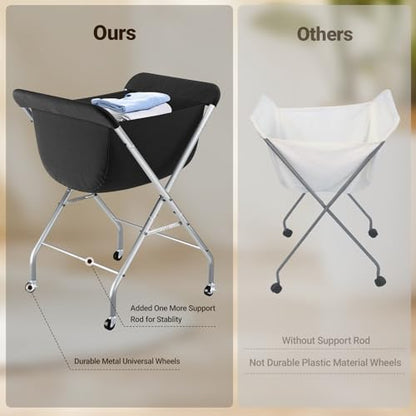 ELYKEN Laundry Basket with Wheels, Collapsible Laundry Hamper, Black | Removable Liner Bag, Foldable Design, 118L Capacity, Sturdy Metal Frame, 4 Casters, Laundry Cart for Bedroom, Laundry Room - color: Black, size: 25.6"L x 22"W x 33"H