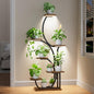 Plant Stand Indoor with Grow Lights, 7 Tier Lighted Corner Plant Shelf, 57" | Tall Plant Stands with Full Spectrum Light for Growing, Metal S-Shaped Flower Display Holder for Home, Office, Black