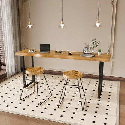 Narrow Bar Table, Rectangular Solid Wood Counter Height Table, Industrial Height Pub Table with Sturdy Metal Frame, Easy-to-Clean Top for Kitchen,Restaurant, Cafe (55.1 in) - size: 55.1 in